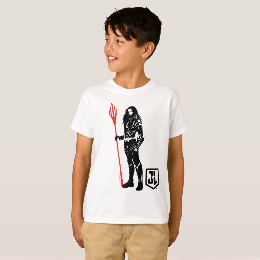 ジャスティスリーグ |アクアマンポーズノワールポップ・アートのアート Tシャツ (正面フル)