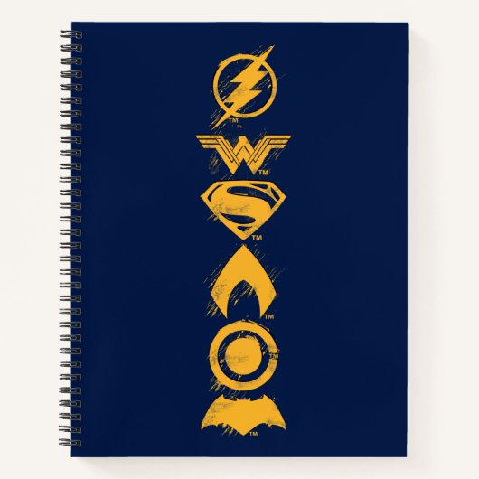 ジャスティスリーグ |スタイル化されたチームシンボルのラインナップ ノートブック (正面)