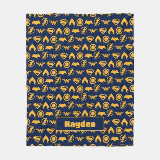 ジャスティスリーグ |スタイル化されたチームシンボルのラインナップ フリースブランケット (正面)