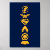 ジャスティスリーグ |スタイル化されたチームシンボルのラインナップ ポスター (正面)