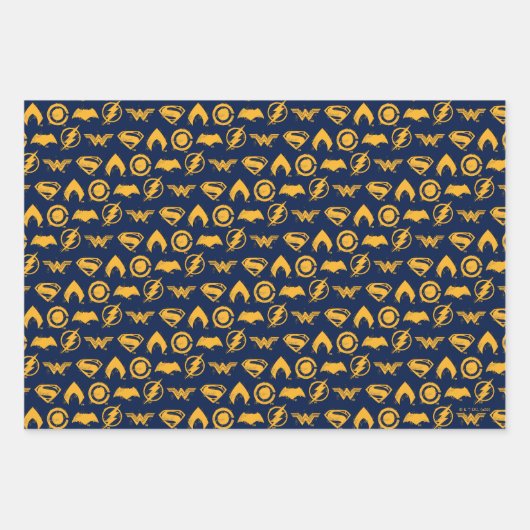 ジャスティスリーグ |スタイル化されたチームシンボルのラインナップ ラッピングペーパーシート (正面3)