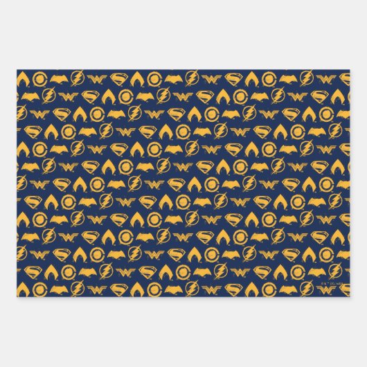 ジャスティスリーグ |スタイル化されたチームシンボルのラインナップ ラッピングペーパーシート (正面)