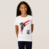 ジャスティスリーグ |フラッシュランニングのノワールポップ・アートのト Tシャツ (正面フル)