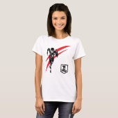 ジャスティスリーグ |フラッシュランニングのノワールポップ・アートのト Tシャツ (正面フル)