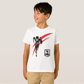 ジャスティスリーグ |フラッシュランニングのノワールポップ・アートのト Tシャツ (正面フル)
