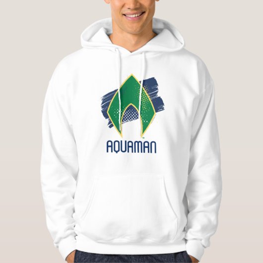 ジャスティスリーグ |ブラシとハーフトーンアクアマンシンボル パーカ (正面)