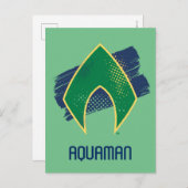 ジャスティスリーグ |ブラシとハーフトーンアクアマンシンボル ポストカード (正面/裏面)