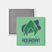 ジャスティスリーグ |ブラシとハーフトーンアクアマンシンボル マグネット (正面/裏面)