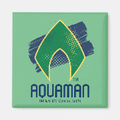 ジャスティスリーグ |ブラシとハーフトーンアクアマンシンボル マグネット (正面)
