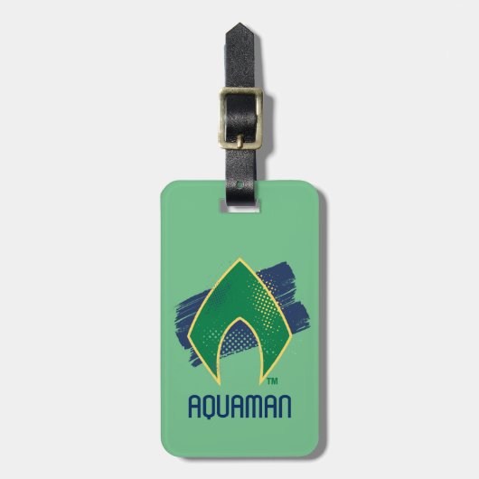 ジャスティスリーグ |ブラシとハーフトーンアクアマンシンボル ラゲッジタグ (正面縦)
