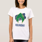 ジャスティスリーグ |ブラシとハーフトーンアクアマンシンボル Tシャツ (正面)