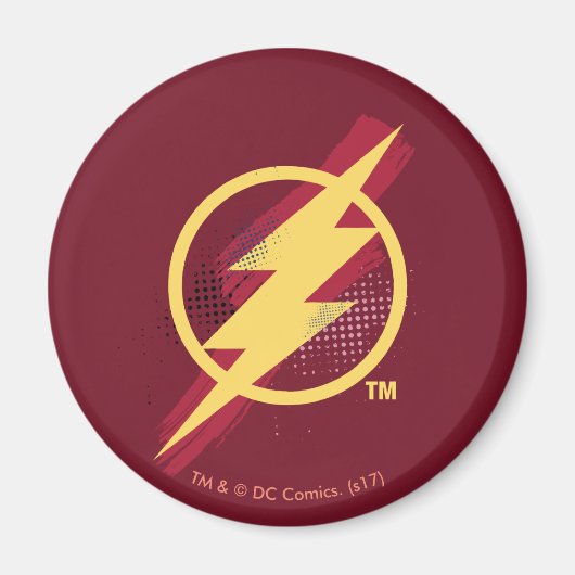 ジャスティスリーグ |ブラシとハーフトーンフラッシュシンボル マグネット (正面)
