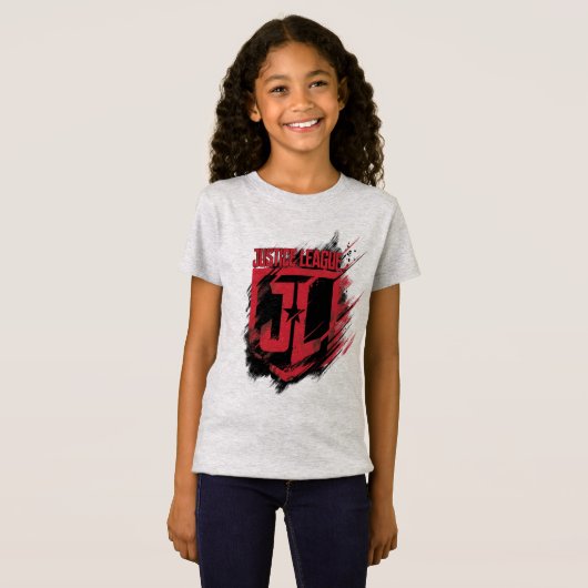ジャスティスリーグ |ブラシ付き絵を描JLシールド Tシャツ (正面フル)