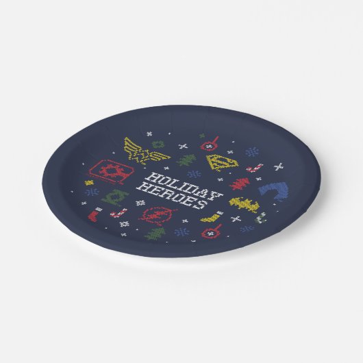 ジャスティスリーグ「ホリデーヒーローズ」フェイククロスステッチ ペーパープレート (アングル)