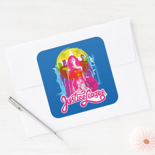 ジャスティスリーグ |レトログループ&ロゴアーポップ・アートのト スクエアシール (封筒)