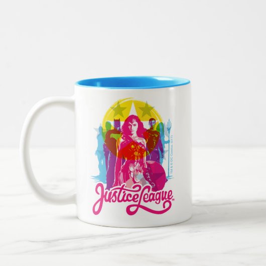 ジャスティスリーグ |レトログループ&ロゴアーポップ・アートのト ツートーンマグカップ (左)