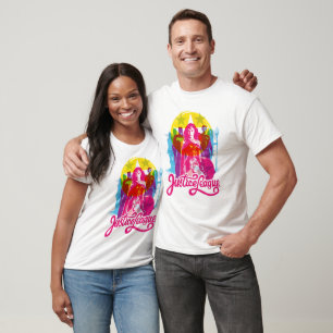 ジャスティスリーグ レトログループ&ロゴアーポップ・アートのト Tシャツ