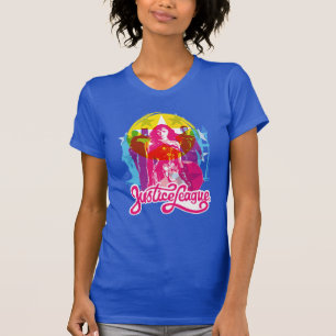 ジャスティスリーグ  レトログループ&ロゴアーポップ・アートのト Tシャツ