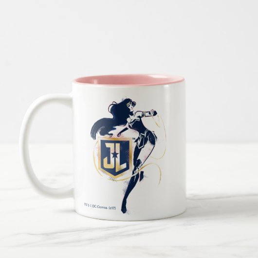 ジャスティスリーグ |女疑問に思性およびJLアイコンポップ・アートのアート ツートーンマグカップ (左)