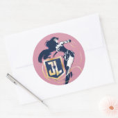 ジャスティスリーグ |女疑問に思性およびJLアイコンポップ・アートのアート ラウンドシール (封筒)