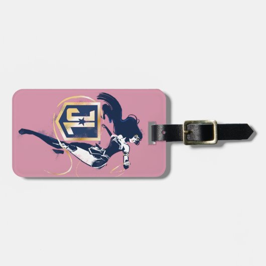 ジャスティスリーグ |女疑問に思性およびJLアイコンポップ・アートのアート ラゲッジタグ (正面横)