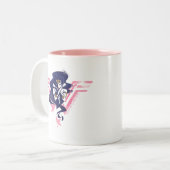 ジャスティスリーグ |女疑問に思性とシンボルポップ・アートのアート ツートーンマグカップ (正面左)