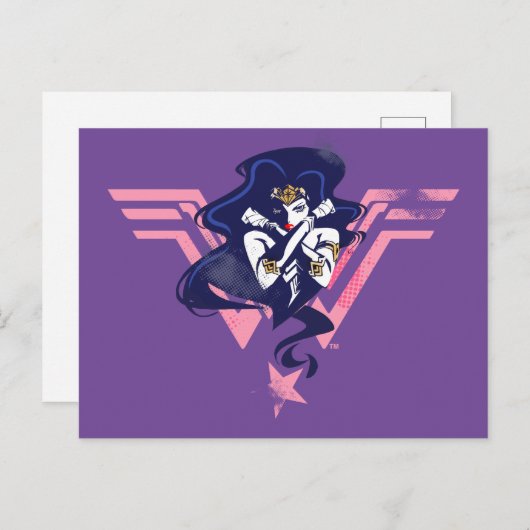 ジャスティスリーグ |女疑問に思性とシンボルポップ・アートのアート ポストカード (正面/裏面)