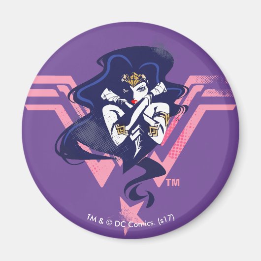 ジャスティスリーグ |女疑問に思性とシンボルポップ・アートのアート マグネット (正面)