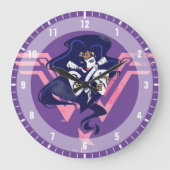 ジャスティスリーグ |女疑問に思性とシンボルポップ・アートのアート ラージ壁時計 (正面)