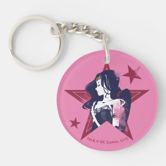 ジャスティスリーグ |女疑問に思性と星のポップ・アートの芸術 キーホルダー (正面)