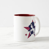 ジャスティスリーグ |女疑問に思性と星のポップ・アートの芸術 ツートーンマグカップ (正面右)