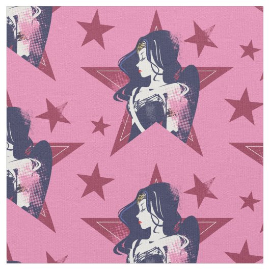 ジャスティスリーグ |女疑問に思性と星のポップ・アートの芸術 ファブリック (クローズアップ)