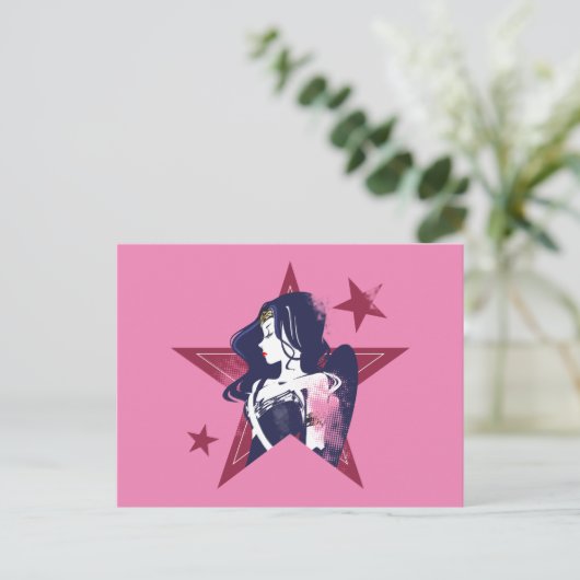 ジャスティスリーグ |女疑問に思性と星のポップ・アートの芸術 ポストカード (スタンド正面)