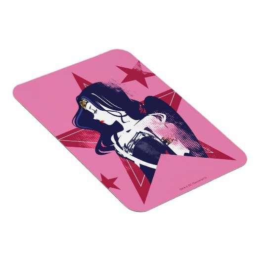 ジャスティスリーグ |女疑問に思性と星のポップ・アートの芸術 マグネット (右側)