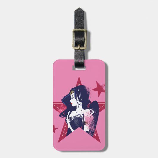 ジャスティスリーグ |女疑問に思性と星のポップ・アートの芸術 ラゲッジタグ (正面縦)