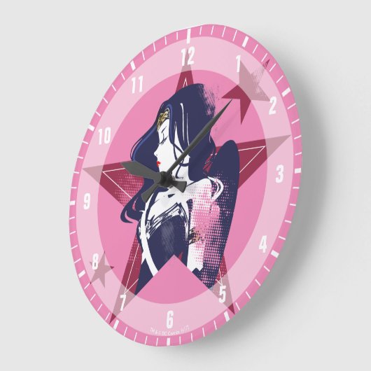 ジャスティスリーグ |女疑問に思性と星のポップ・アートの芸術 ラージ壁時計 (傾斜)