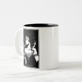 ジャスティスリーグ |女疑問に思性ノワールポップ・アートのアート ツートーンマグカップ (正面左)