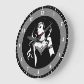 ジャスティスリーグ |女疑問に思性ノワールポップ・アートのアート ラージ壁時計 (傾斜)
