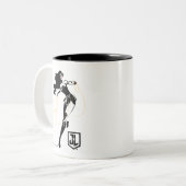 ジャスティスリーグ |投疑問に思げ縄芸術を持つポップ・アートの女性 ツートーンマグカップ (正面左)