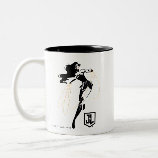 ジャスティスリーグ |投疑問に思げ縄芸術を持つポップ・アートの女性 ツートーンマグカップ (左)
