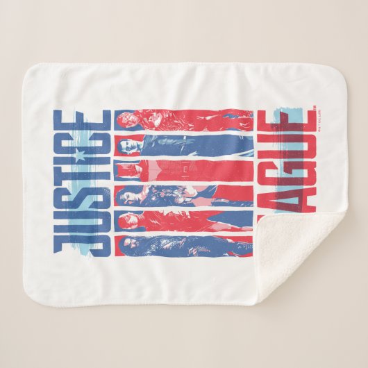 ジャスティスリーグ |青と赤のグループアーポップ・アートのト シェルパブランケット (正面(横))