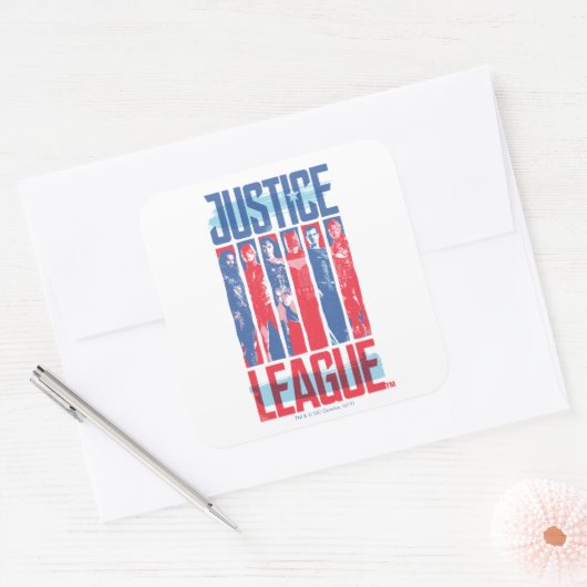 ジャスティスリーグ |青と赤のグループアーポップ・アートのト スクエアシール (封筒)