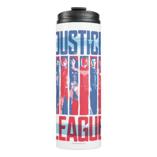 ジャスティスリーグ |青と赤のグループアーポップ・アートのト タンブラー (正面)