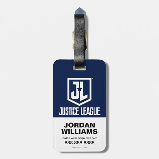 ジャスティスリーグ |青と赤のグループアーポップ・アートのト ラゲッジタグ (裏面縦)