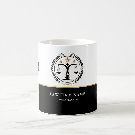 ジャスティスロゴ白黒金ゴールド コーヒーマグカップ (中央)