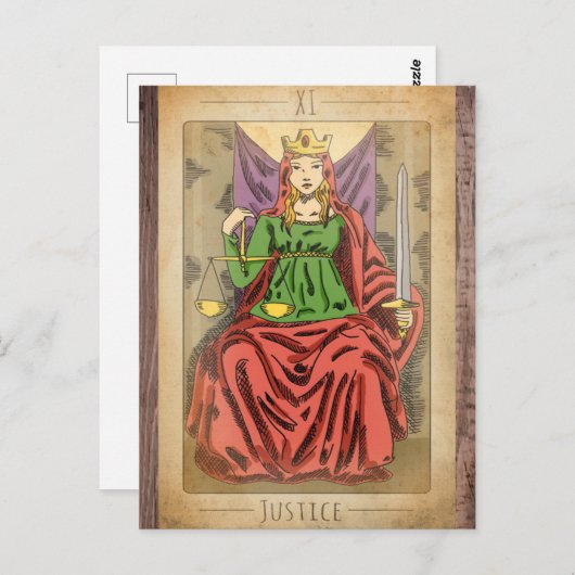 ジャスティス専攻のアルカナタロットカーはかりで測ド ポストカード (正面/裏面)