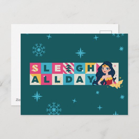 ジャスティス疑問に思リーグウーマン"Sleigh All Day" シーズンポストカード (正面/裏面)