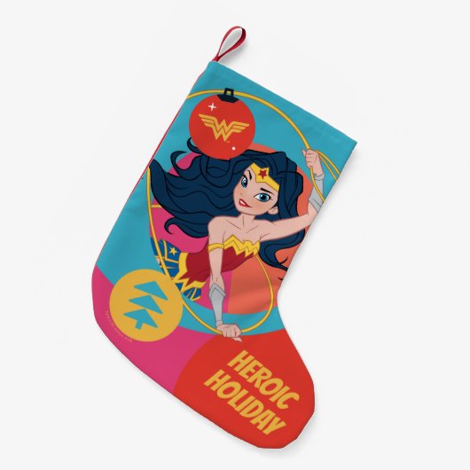 ジャスティス疑問に思リー女子ホリデーボーブル スモールクリスマスストッキング (正面 (吊り時))