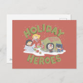 ジャスティス·リーグのチビ(小さくかわいく書いた感じ)がプレゼント シーズンポストカード (正面/裏面)