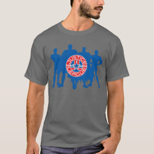 ジャスティス·リーグのロゴと無地のキャラクターの背景 Tシャツ